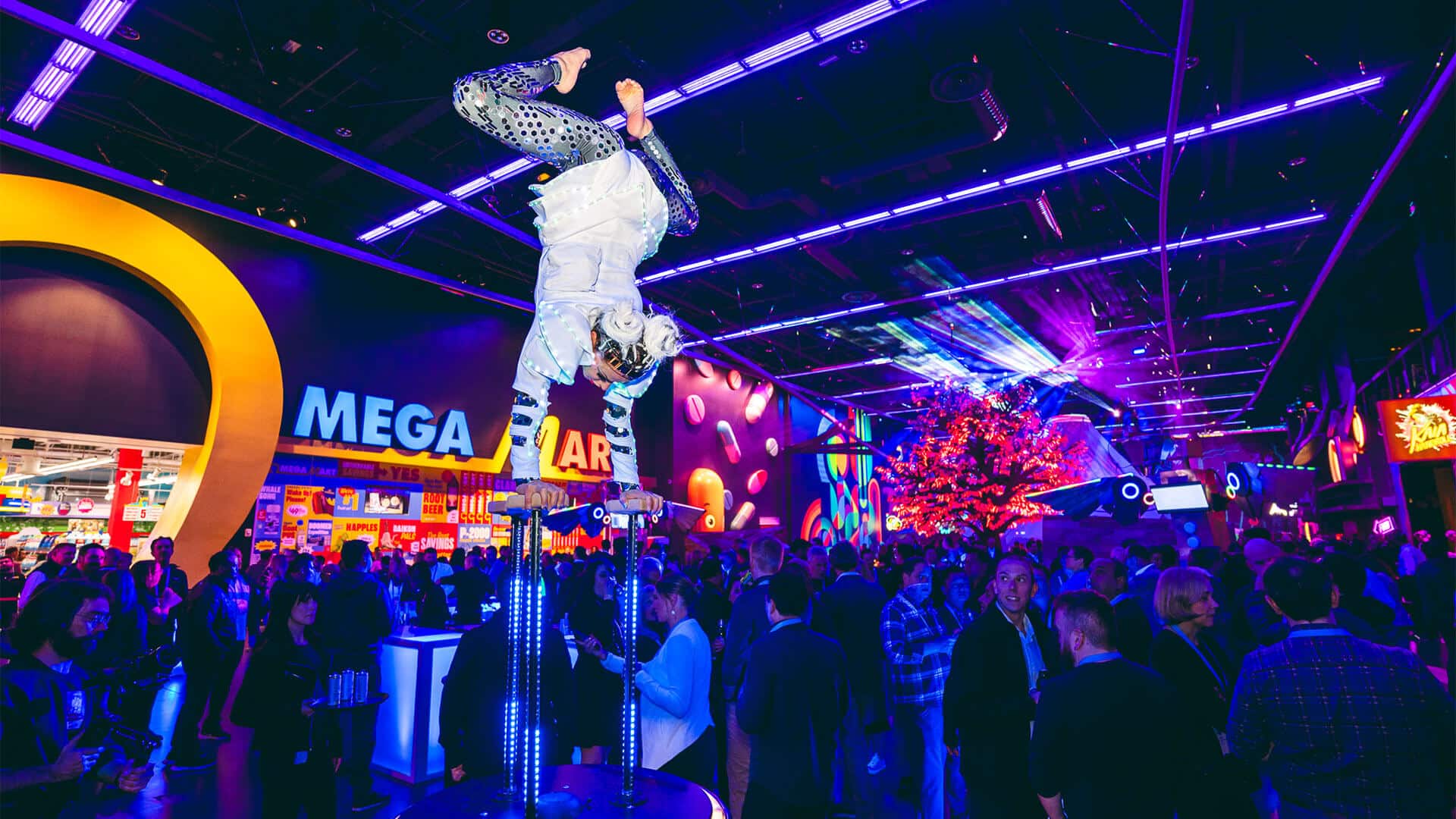 Roaming performer at AREA15 buyout